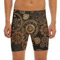 Vintage Steampunk Gears Print Men's Long Boxer Briefs
