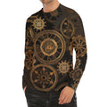Vintage Steampunk Gears Print Men's Long Sleeve Rash Guard