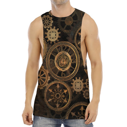 Vintage Steampunk Gears Print Men's Muscle Tank Top