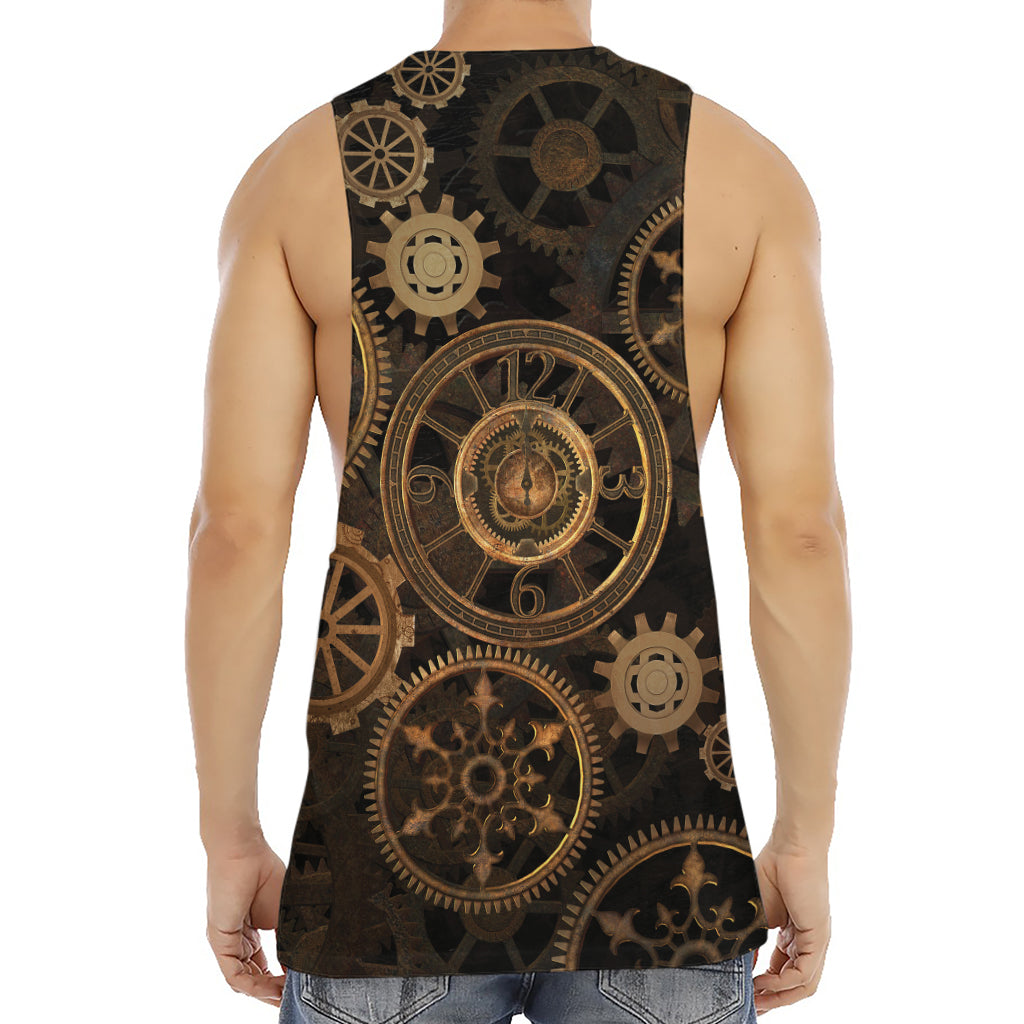 Vintage Steampunk Gears Print Men's Muscle Tank Top