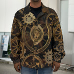 Vintage Steampunk Gears Print Men's Shirt Jacket