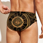 Vintage Steampunk Gears Print Men's Swim Briefs