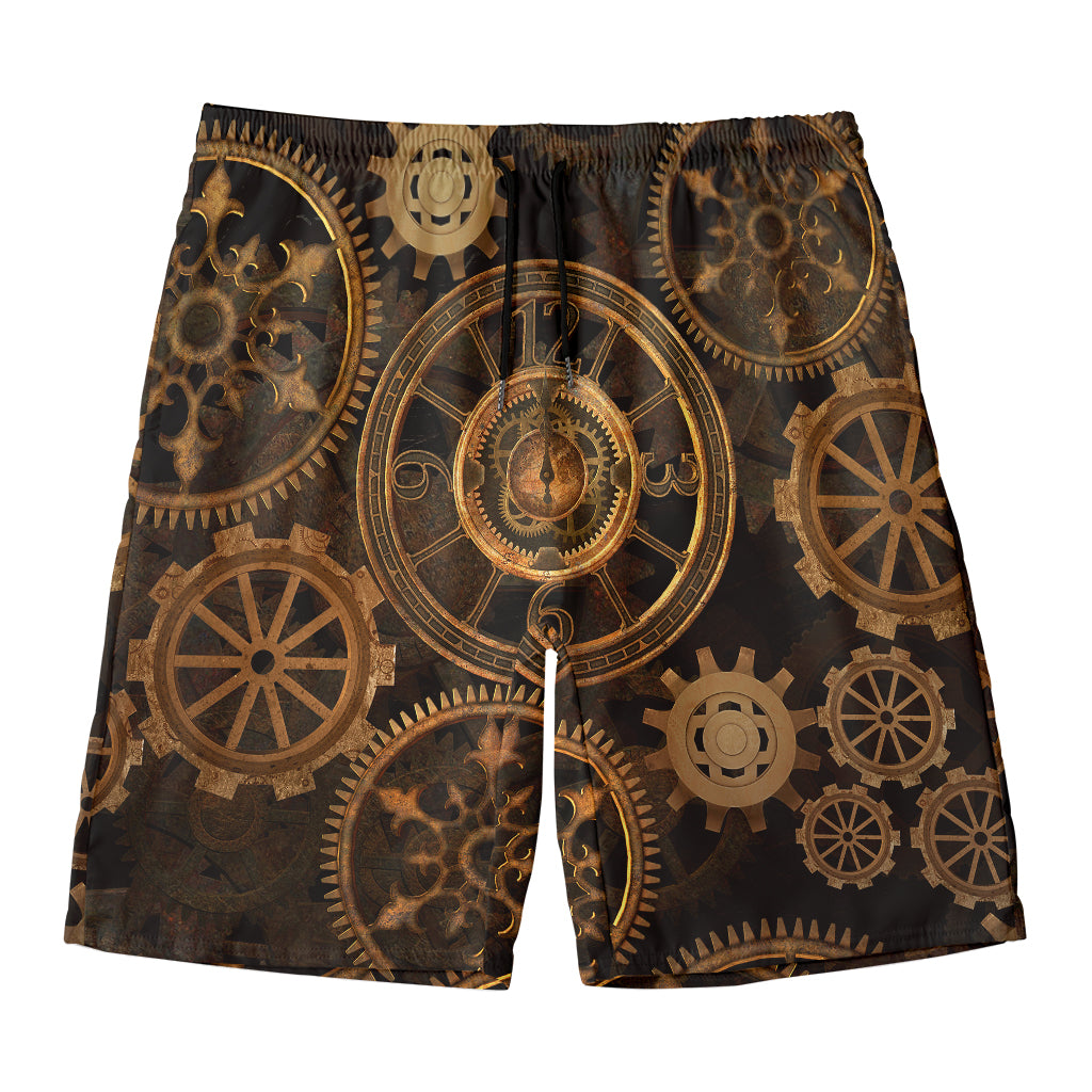 Vintage Steampunk Gears Print Men's Swim Trunks