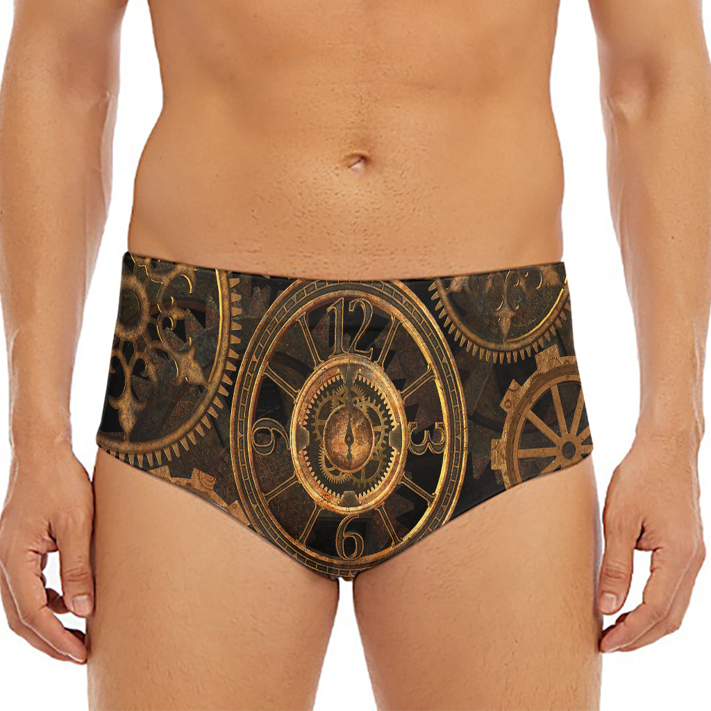 Vintage Steampunk Gears Print Men's Triangle Swim Briefs