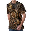 Vintage Steampunk Gears Print Men's Velvet T-Shirt