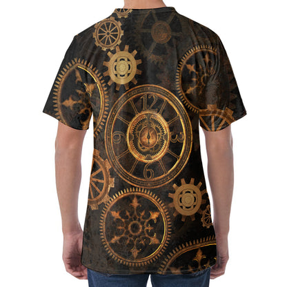Vintage Steampunk Gears Print Men's Velvet T-Shirt