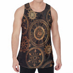 Vintage Steampunk Gears Print Men's Velvet Tank Top