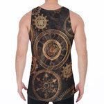 Vintage Steampunk Gears Print Men's Velvet Tank Top