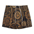 Vintage Steampunk Gears Print Mesh Shorts