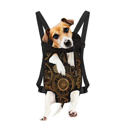 Vintage Steampunk Gears Print Pet Carrier Backpack
