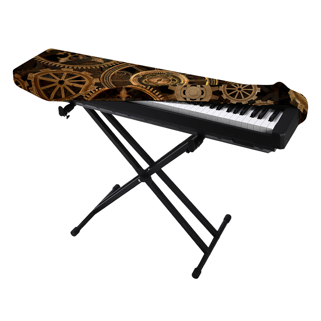 Vintage Steampunk Gears Print Piano Keyboard Cover