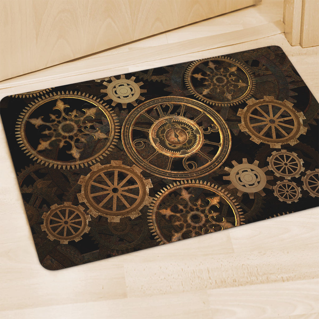 Vintage Steampunk Gears Print Polyester Doormat