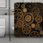 Vintage Steampunk Gears Print Polyester Shower Curtain
