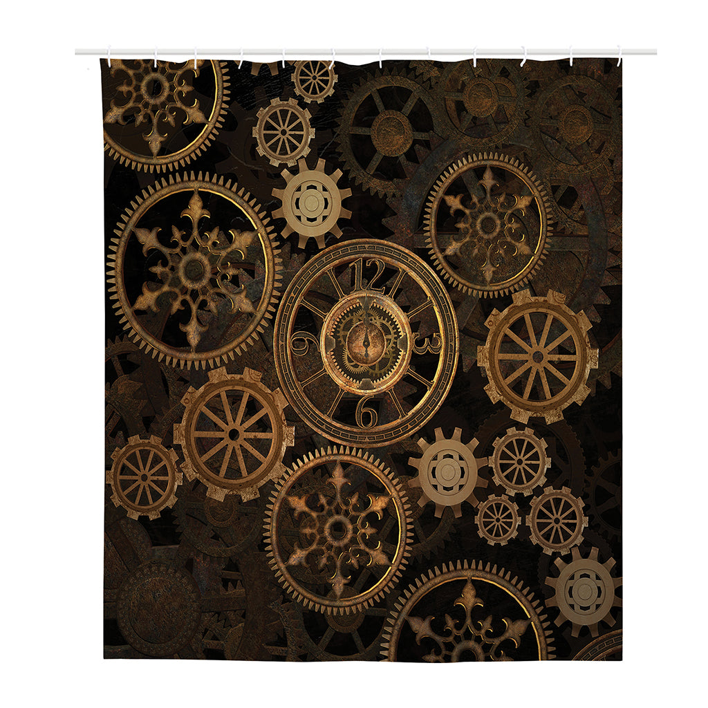 Vintage Steampunk Gears Print Polyester Shower Curtain