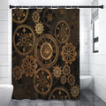 Vintage Steampunk Gears Print Premium Shower Curtain