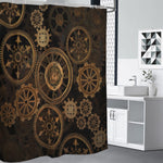Vintage Steampunk Gears Print Premium Shower Curtain