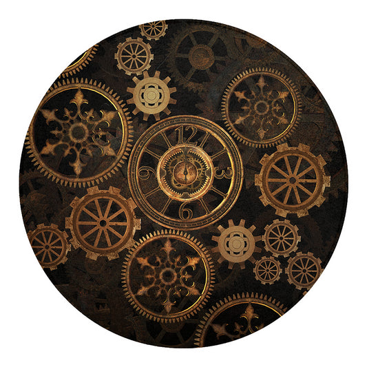 Vintage Steampunk Gears Print Round Blanket