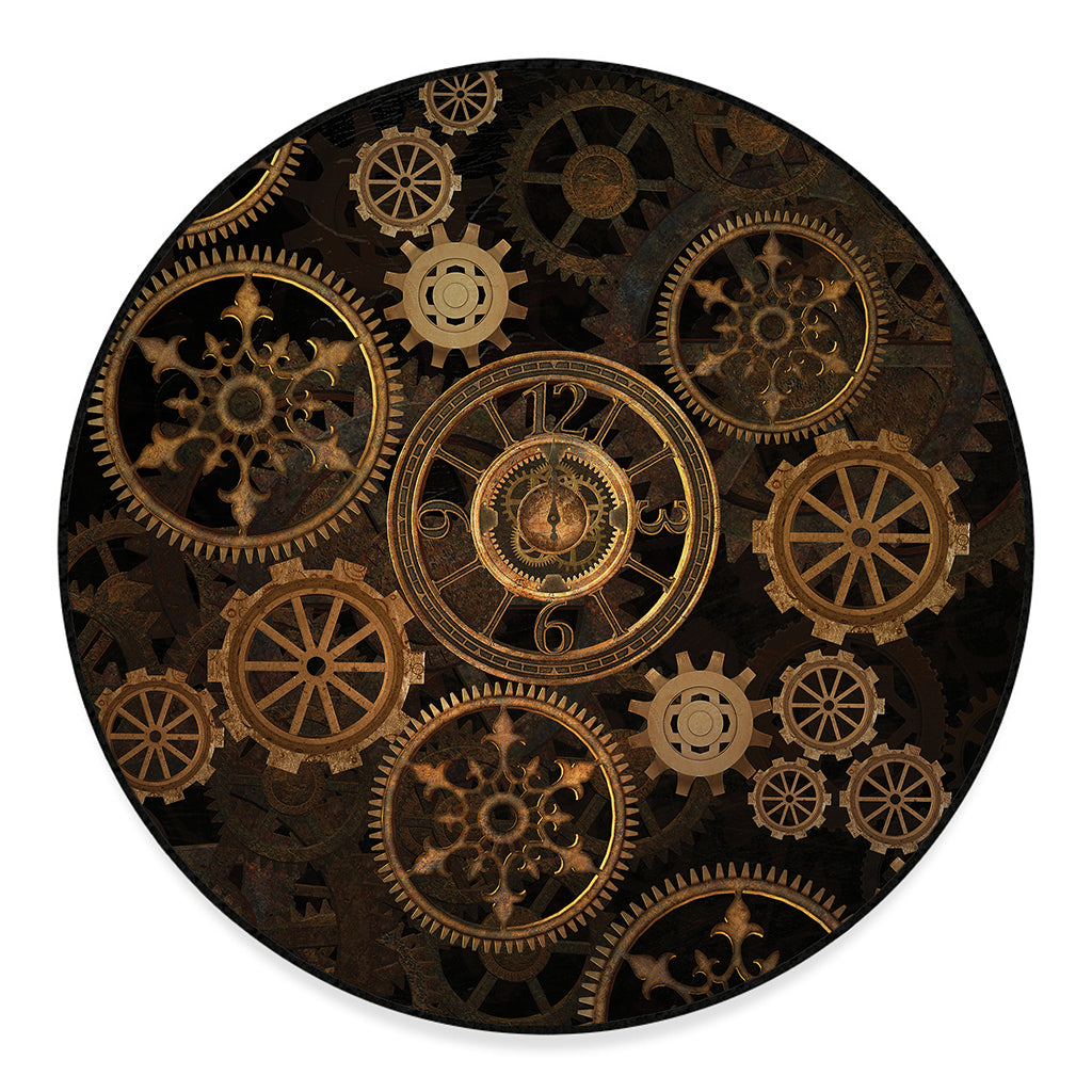 Vintage Steampunk Gears Print Round Floor Mat