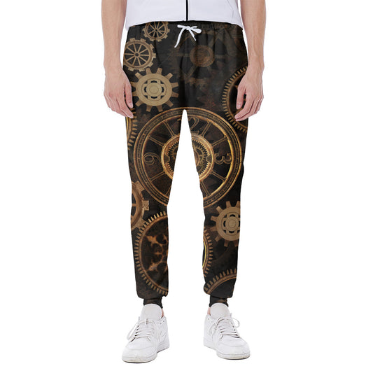 Vintage Steampunk Gears Print Scuba Joggers
