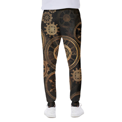 Vintage Steampunk Gears Print Scuba Joggers