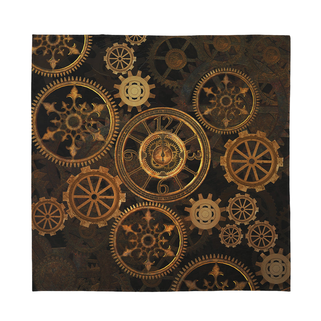 Vintage Steampunk Gears Print Silk Bandana