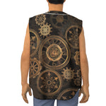 Vintage Steampunk Gears Print Sleeveless Baseball Jersey