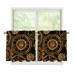 Vintage Steampunk Gears Print Tier Curtains