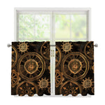 Vintage Steampunk Gears Print Tier Curtains
