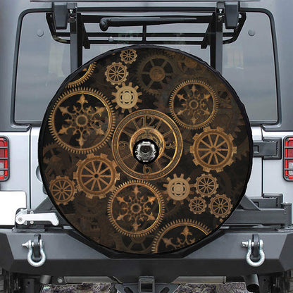 Vintage Steampunk Gears Print Tire Cover With Camera Hole