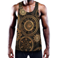 Vintage Steampunk Gears Print Men's Workout Tank Top