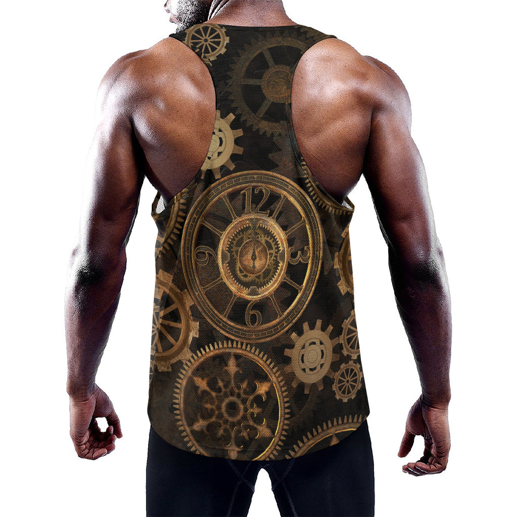 Vintage Steampunk Gears Print Training Tank Top