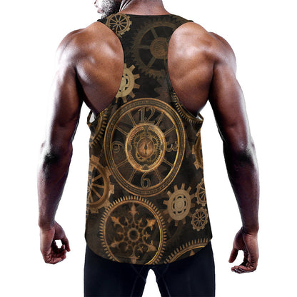 Vintage Steampunk Gears Print Training Tank Top