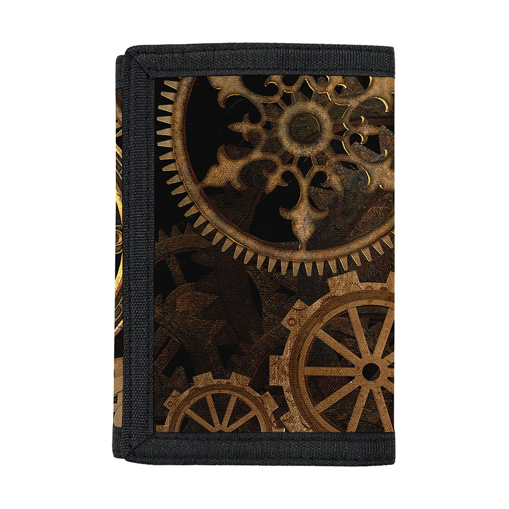 Vintage Steampunk Gears Print Trifold Wallet