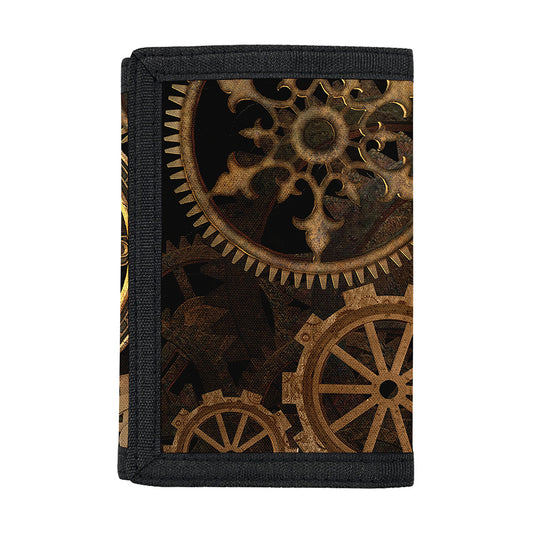 Vintage Steampunk Gears Print Trifold Wallet