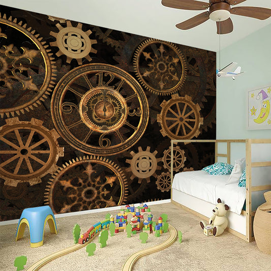 Vintage Steampunk Gears Print Wall Sticker