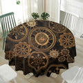 Vintage Steampunk Gears Print Waterproof Round Tablecloth