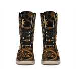 Vintage Steampunk Gears Print Winter Boots