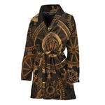 Vintage Steampunk Gears Print Women's Bathrobe