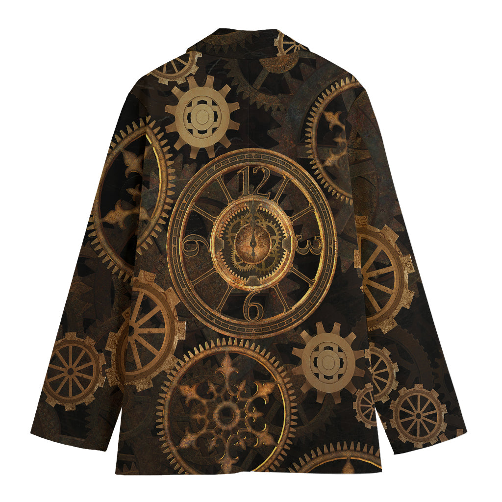 Vintage Steampunk Gears Print Women's Blazer