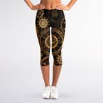 Vintage Steampunk Gears Print Women's Capri Leggings