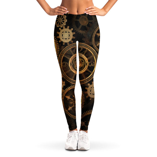 Vintage Steampunk Gears Print Women's Leggings