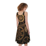 Vintage Steampunk Gears Print Women's Sleeveless Dress