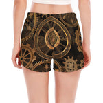 Vintage Steampunk Gears Print Women's Split Running Shorts
