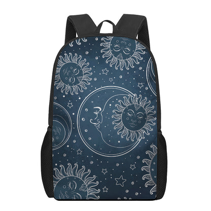 Vintage Sun And Moon Pattern Print 17 Inch Backpack