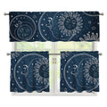Vintage Sun And Moon Pattern Print 3 Piece Kitchen Curtains