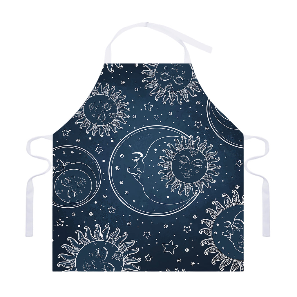 Vintage Sun And Moon Pattern Print Adjustable Apron