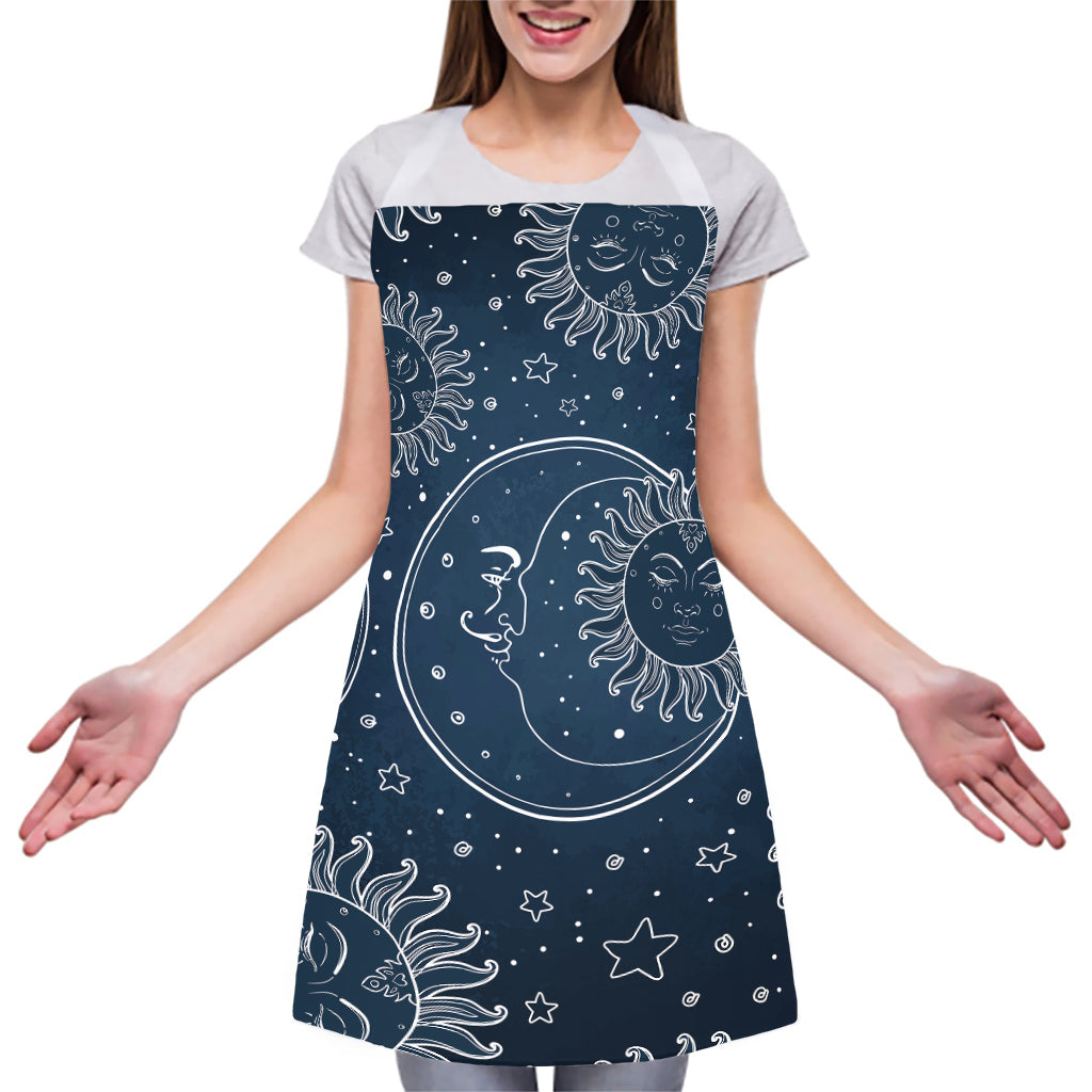 Vintage Sun And Moon Pattern Print Adjustable Apron