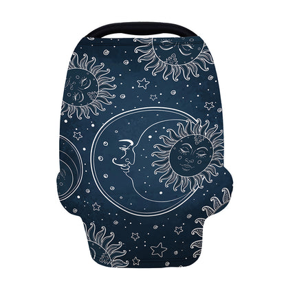 Vintage Sun And Moon Pattern Print Baby Seat Cover