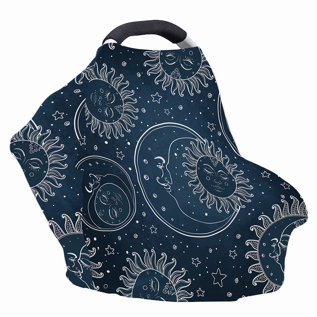 Vintage Sun And Moon Pattern Print Baby Seat Cover