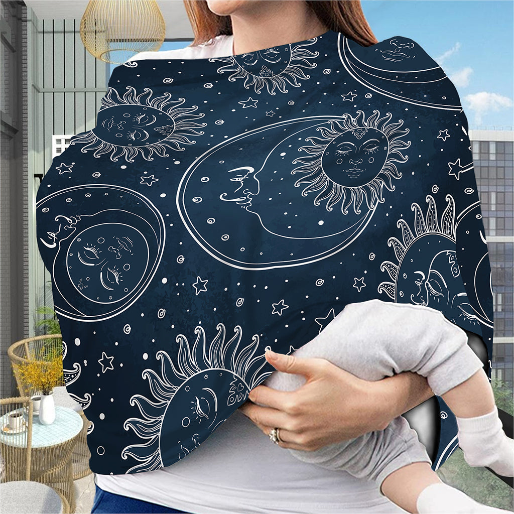 Vintage Sun And Moon Pattern Print Baby Seat Cover